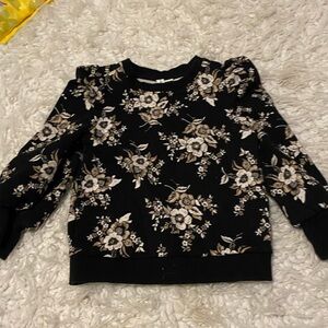 $12 Janie and Jack Kid's Floral Toile Puff Sleeve Sweatshirt k3